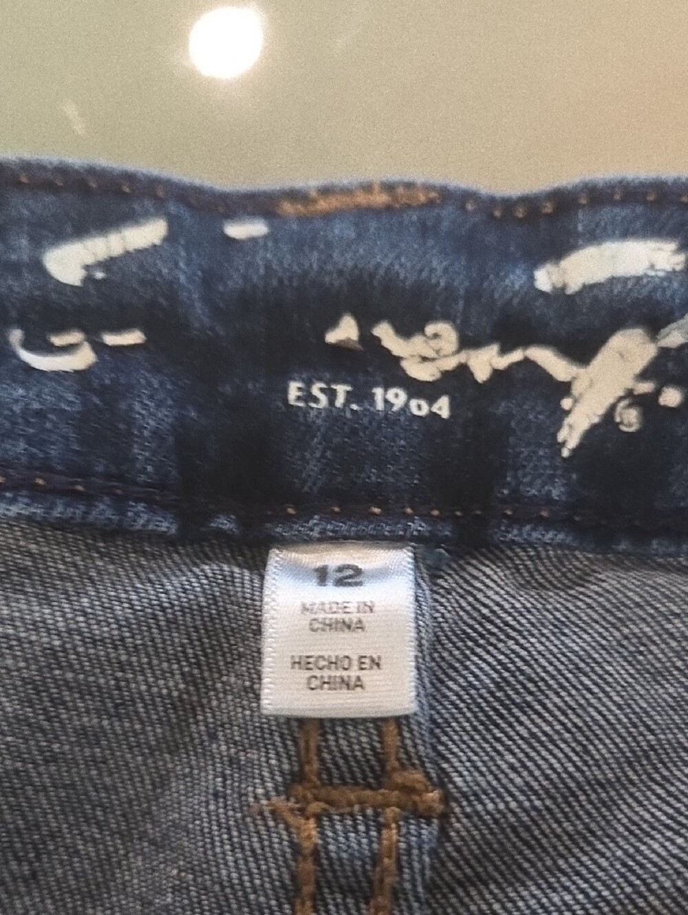 Seven7 Blue Denim Shorts with Tan Leather Patch - Picture 9 of 10
